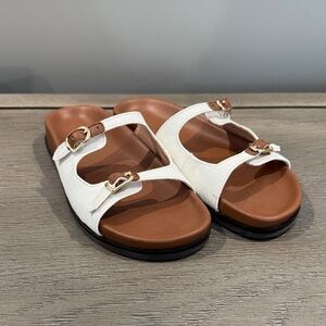 J. Crew White and Brown Sandals